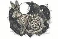 rabbit and moon shining tattoo design idea