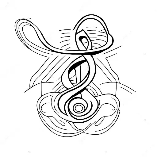 A treble clef made up of teacher's tools like pencils, rulers, and erasers tattoo design idea