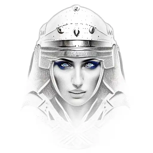 greece, warrior, helment, athens, women, detalized tattoo design idea