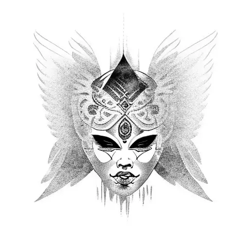 dark angel face tattoo design idea