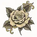 dollar rose intertwined tattoo design idea