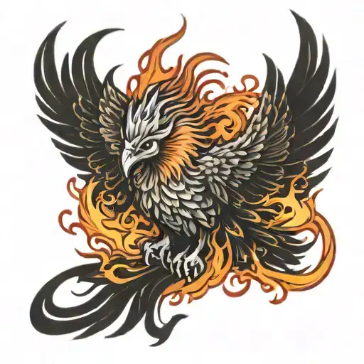 phoenix rising from flames tattoo design idea
