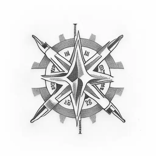 twin towers with American flag weaving through with a compass  tattoo design idea