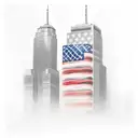 the twin towers with American flag weaving through  tattoo design idea
