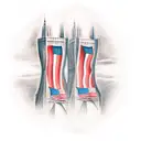 the twin towers with American flag weaving through  tattoo design idea