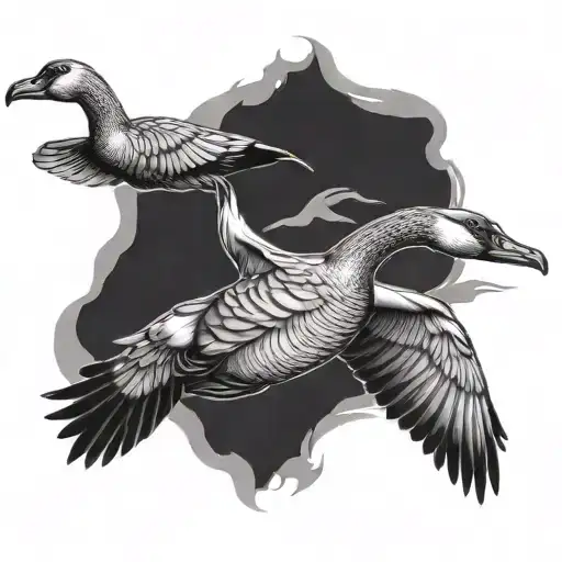 3 geese pointing guns at each other in tattoo style drawing tattoo design idea