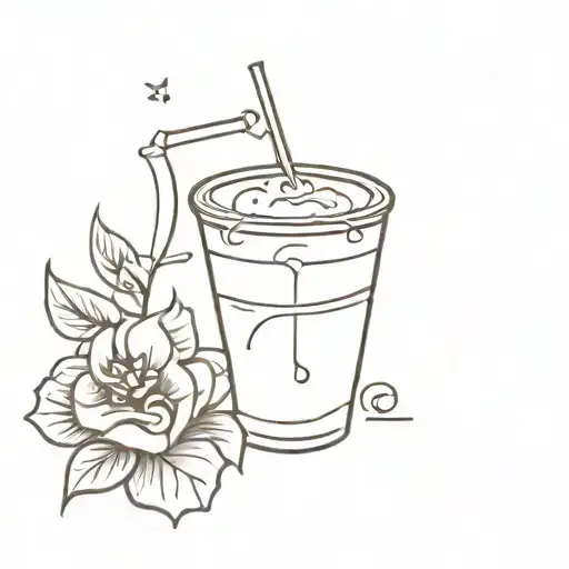 ice coffee tattoo design idea