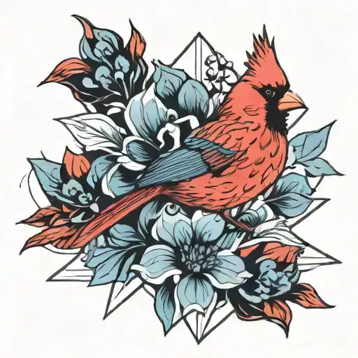 red cardinal on blue bonnet strm tattoo design idea