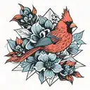 red cardinal on blue bonnet strm tattoo design idea