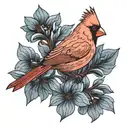 red cardinal on blue bonnet strm tattoo design idea