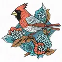 red cardinal on blue bonnet strm tattoo design idea