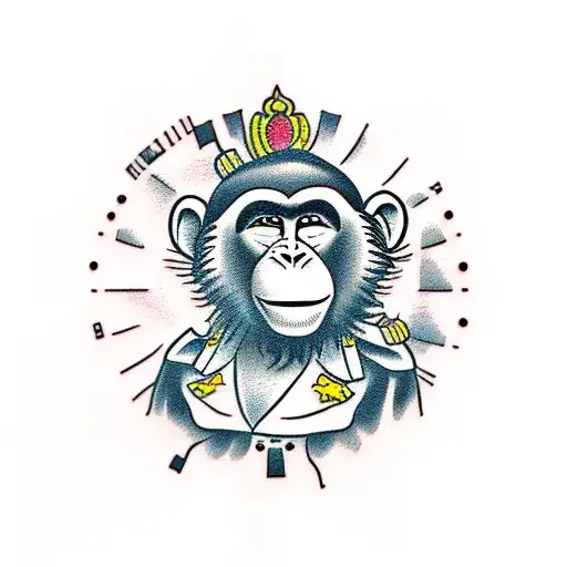 cartoon funny monkey tattoo design idea