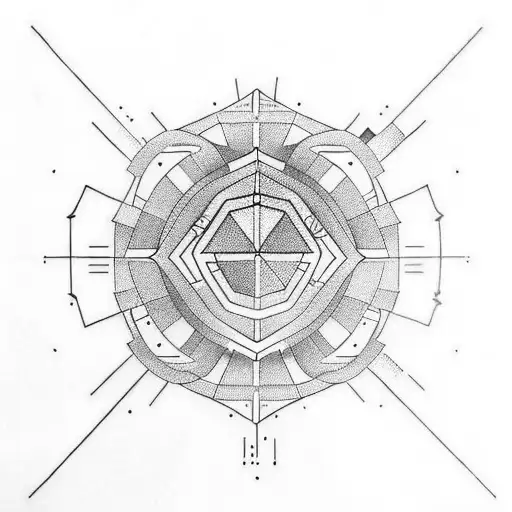 A geometric tattoo of a financial chart merging with a video game controller tattoo design idea