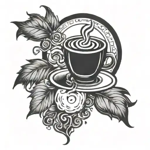 sun, coffee, lost loved one tattoo design idea