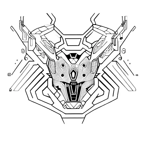 A futuristic streetwear-inspired design featuring a fierce animal in dotwork style tattoo design idea