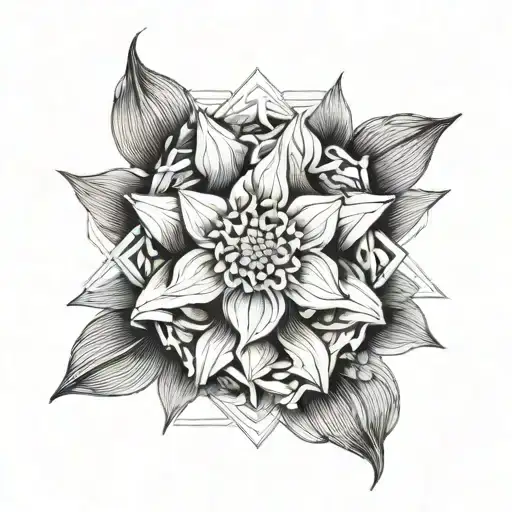 Full Sun in the background and hyacinth flower tattoo design idea