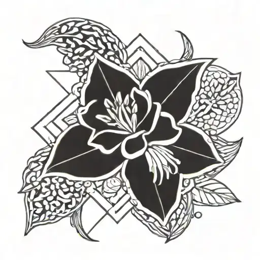 Funn Sun in the background and hyacinth flower tattoo design idea
