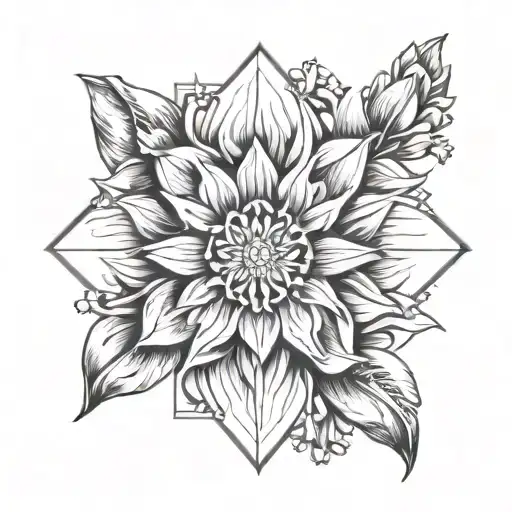 sun and hyacinth flower tattoo design idea