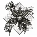 Funn Sun in the background and hyacinth flower tattoo design idea