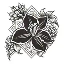 Funn Sun in the background and hyacinth flower tattoo design idea