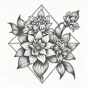 sun and hyacinth flower tattoo design idea
