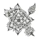 sun and hyacinth flower tattoo design idea