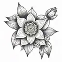 sun and hyacinth flower tattoo design idea