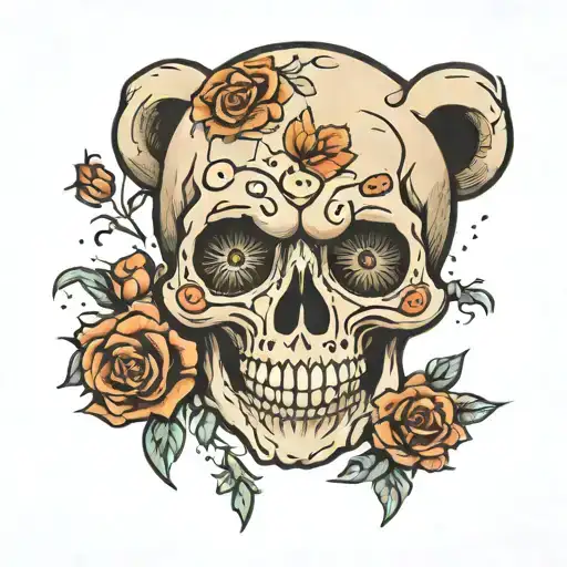 onikuma teddy bear skull tattoo design idea