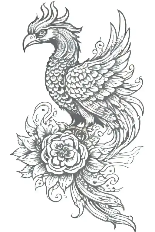 pheonix and semicolon incorporated tattoo design idea