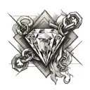 A tattoo of a diamond with a broken chain around it, symbolizing your rise above challenges and obstacles in life tattoo design idea
