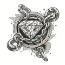 A tattoo of a diamond with a broken chain around it, symbolizing your rise above challenges and obstacles in life tattoo design idea