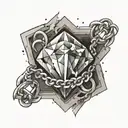 A tattoo of a diamond with a broken chain around it, symbolizing your rise above challenges and obstacles in life tattoo design idea