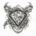 A tattoo of a diamond with a broken chain around it, symbolizing your rise above challenges and obstacles in life tattoo design idea