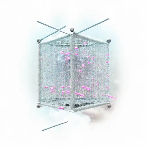 a cube-shaped cage with cloud bars instead of metal bars tattoo design idea