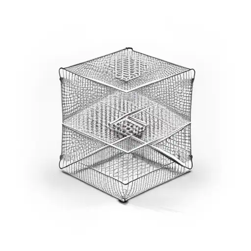 a cube-shaped cage with bars that look like they are made of cloud tattoo design idea