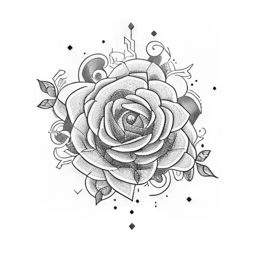 A blackwork tattoo of a soundwave merging into a bouquet of colorful flowers tattoo design idea