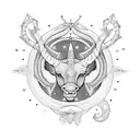 Capricorn constellation with Slavic folklore-inspired patterns tattoo design idea