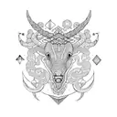 Capricorn constellation with Slavic folklore-inspired patterns tattoo design idea