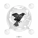 raven on top of the globe tattoo design idea