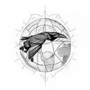 raven on top of the globe tattoo design idea