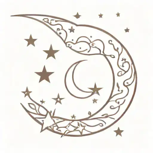moon and stars japan style minimal red outline tattoo tattoo design idea