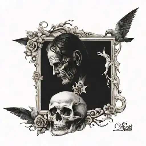 life and death a girl and her father who died tattoo design idea