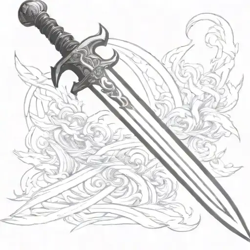 flaming sword tattoo design idea