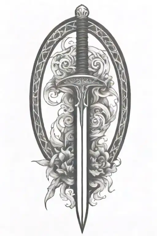 sword fire tattoo design idea