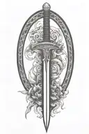 sword fire tattoo design idea