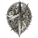 sword fire tattoo design idea