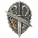 sword fire tattoo design idea