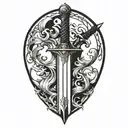 sword fire tattoo design idea