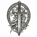 sword fire tattoo design idea