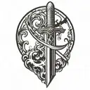 sword fire tattoo design idea